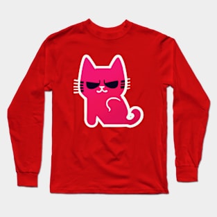 Pink Angry Cat Long Sleeve T-Shirt